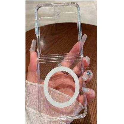 For Samsung Galaxy Z Flip 7 Hybrid Clear Case Compatible with MagSafe Shockproof Protective Transparent Back, Slim Fit, Wireless Charging Ready Case Cover Clear