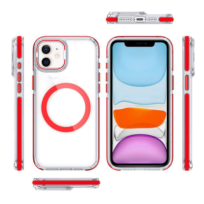 For Samsung Galaxy S21 Hybrid Clear Invisible Camera Bracket Stand [With Magsafe Magnetic Circle] Shockproof Color Frame Case Cover Red