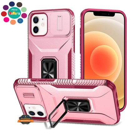 For iPhone 8 Plus / iPhone 7 Plus Case, Camera Cover with Magnetic Rotation Ring Stand, Military Grade Hybrid Hard TPU Shockproof Case Cover