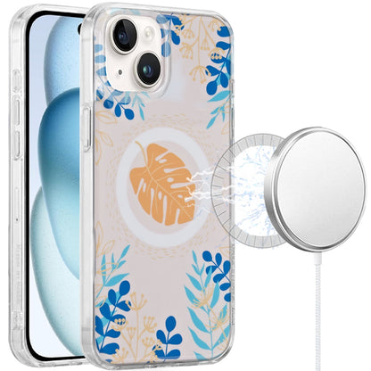 For iPhone 15 (6.1") Stylish Pattern Fashion IMD Printed Design TPU Double Layer Slim Shockproof with Magnetic Back Case Cover