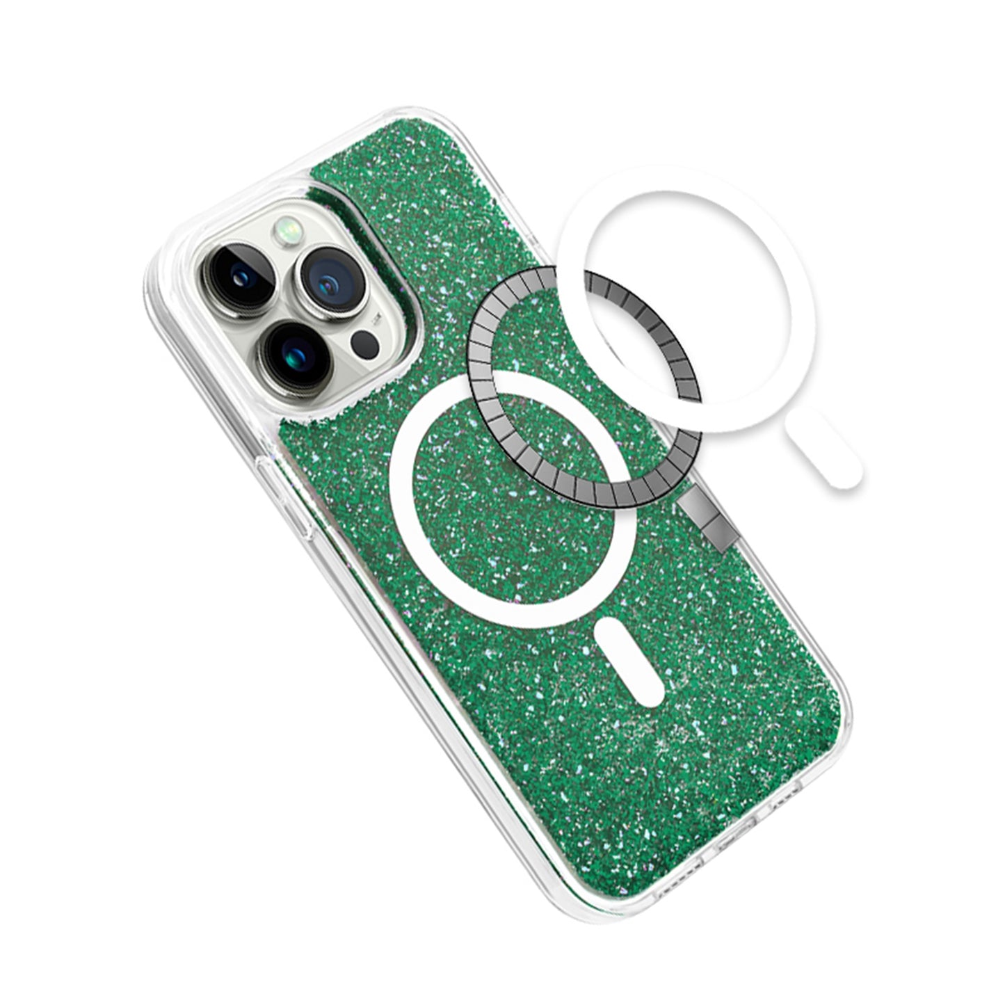 For Samsung Galaxy S25+ /S25 Plus /S24+ Plus Hybrid Epoxy Glitter Shiny Flower Design Stylish Fashion Case, Magnetic MagSafe Compatible, Shockproof Case Cover