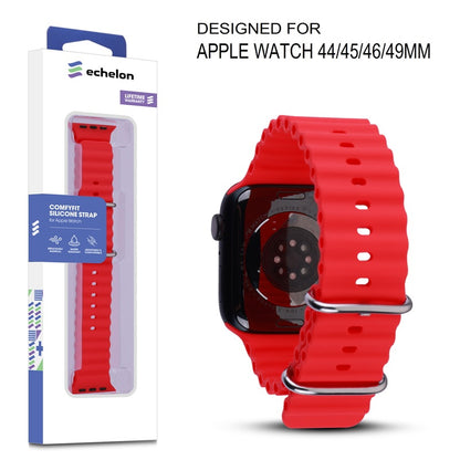 echelon ComfyFit Silicone Strap for Apple Watch Series 9 45mm/Watch Series 10 46mm / Watch SE (2022) 44mm - Red, Apple Watch Accessories