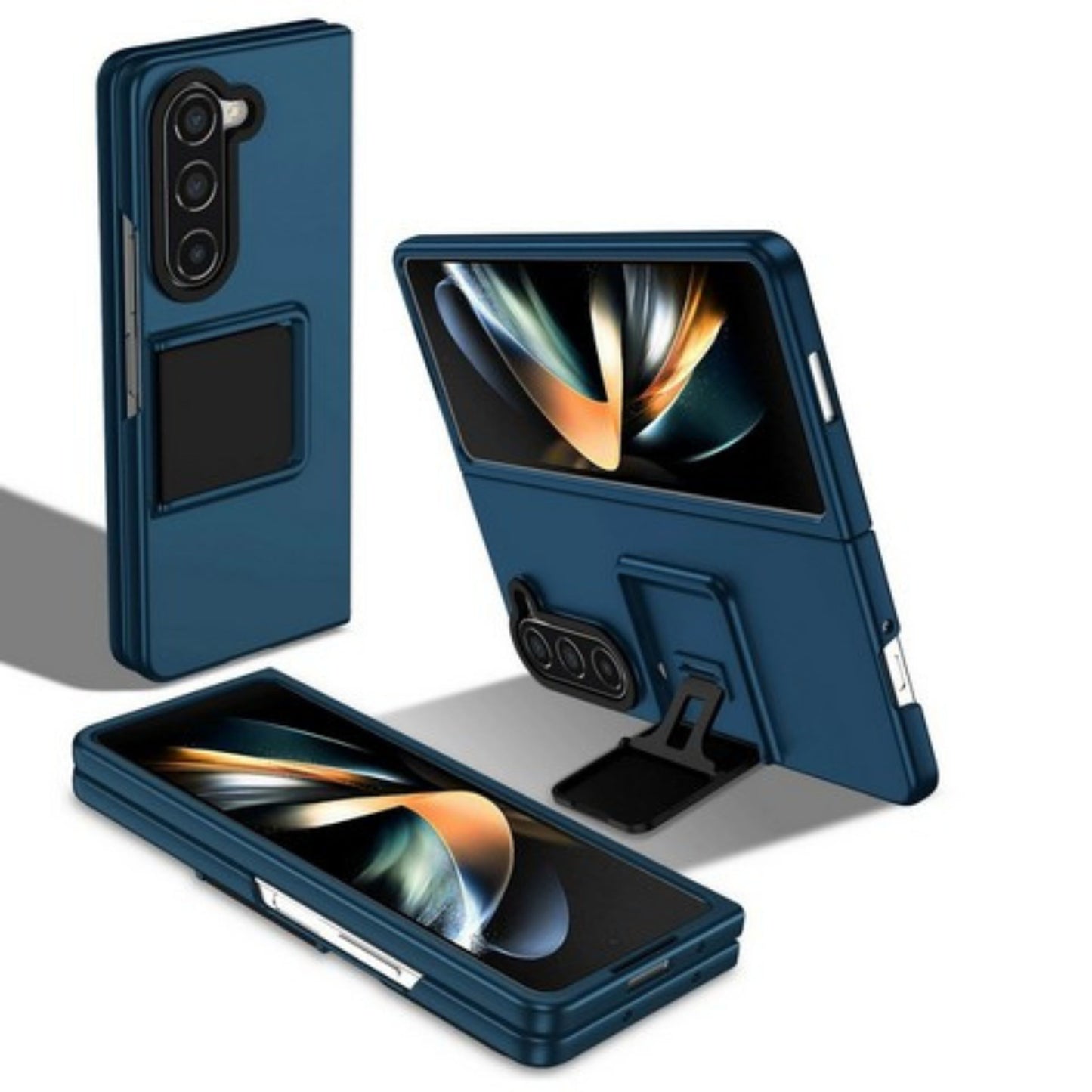 For Samsung Galaxy Z Fold 7 Hybrid Vertical Kickstand Case with Camera Slide Cover, Rugged Slim Shockproof Protective Case Cover