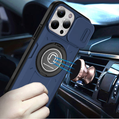 For Apple iPhone 11 Build in Invisible Magnetic Ring Stand with Slide Camera Protector, fit Magnetic Car Mount [Compatible with MagSafe] Case Cover