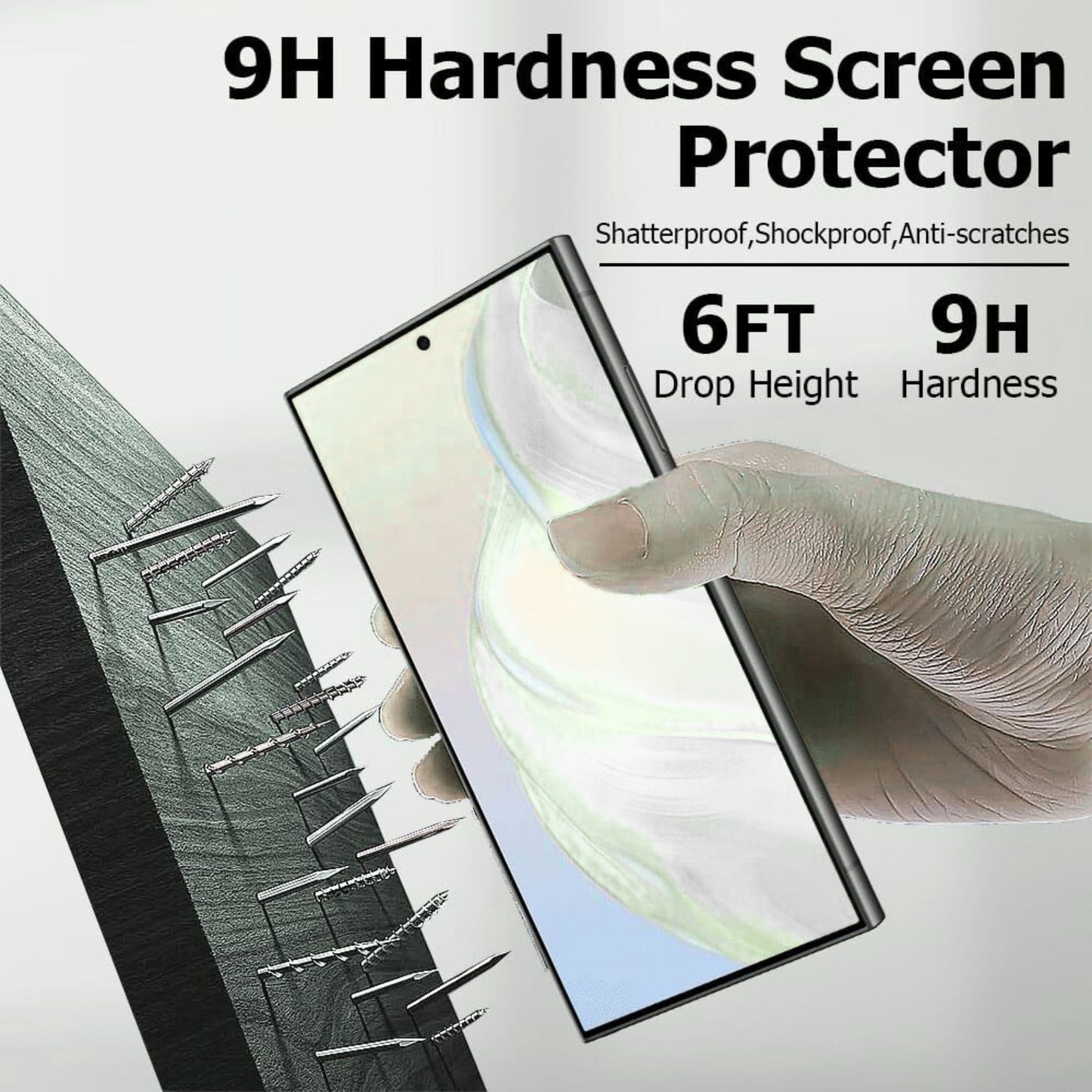 Screen Protector for Samsung Galaxy S23 Ultra Tempered Glass 3D Curved Edge Full Glue Fingerprint Unlock HD Clear Bubble Free Sensitive Touch Screen Guard Cover Tempered Glass