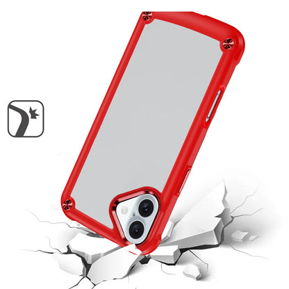 For Apple iPhone 16 Plus Hybrid Transparent Rubber with Metal Buttons & Camera Edges Hard TPU Corner Frame Bumper Case Cover Black