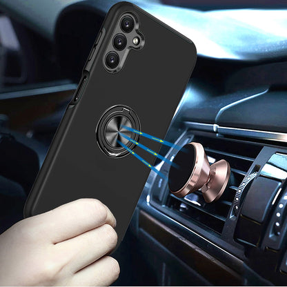 For Samsung Galaxy A17 5G Hybrid 360 Degree Rotatable Metal Invisible Ring Stand Holder Slim Fit Magnetic Car Mount Shockproof Case Cover Cosmic Orange