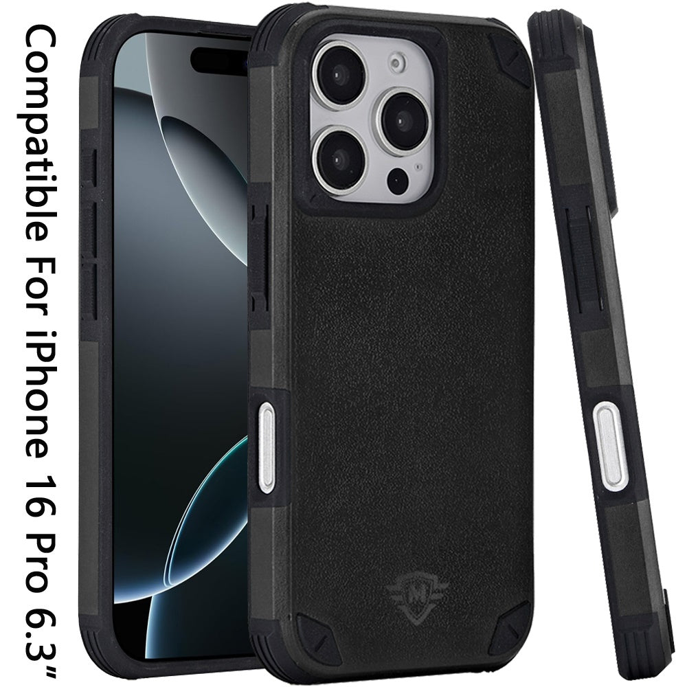 For Apple iPhone 16 Pro (6.3") Heavy Duty Dual-Layer Rugged Protection, Shockproof Protective Magnetic Compatible with MagSafe Case Cover