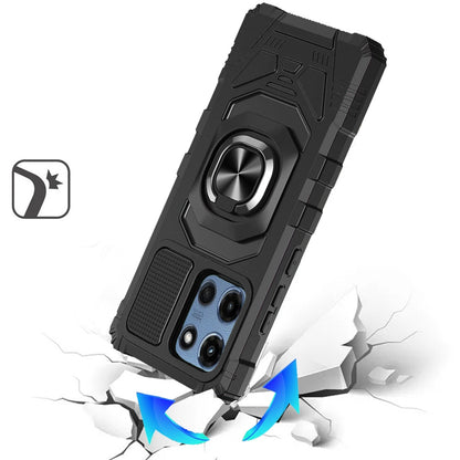 For Motorola Moto G Play 5G 2026 Hybrid Dual Layer with 360° Rotate Magnetic Ring Stand Holder Kickstand TPU Rugged PC Shockproof Case Cover Grey