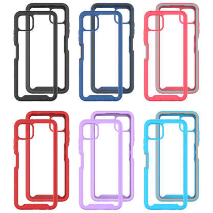 For Boost Mobile Celero 5G Hybrid Clear Shockproof Dual Layer Protection Hard Rugged PC and Soft TPU Silicone Bumper Frame Back Clear Black Phone Case Cover