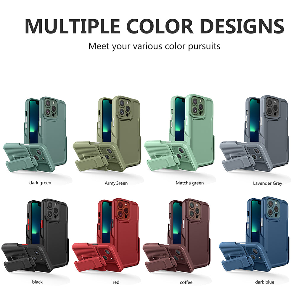 For Apple iPhone 14 /Plus Pro Max Hybrid Combo 2in1 with Secure Clip-on Holster, Kickstand & Camera Opening  Phone Case Cover