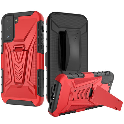 For Samsung Galaxy S21 FE /Fan Edition 3 in 1 Rugged Belt Clip Holster Heavy Duty Tuff Hybrid Armor Rubber with Kickstand Stand  Phone Case Cover