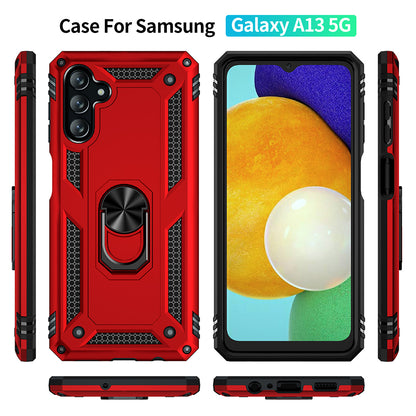 For Samsung Galaxy A13 5G Military Grade Heavy Duty Armor Hybrid with Rotating Metal Ring Kickstand Finger Loop Stand  Phone Case Cover