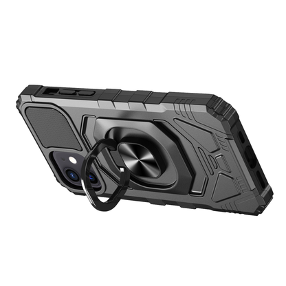 For Motorola Moto G Pure Hybrid Dual Layer with Rotate Magnetic Ring Stand Holder Kickstand, Rugged Shockproof Anti-Scratch Protective Black Phone Case Cover