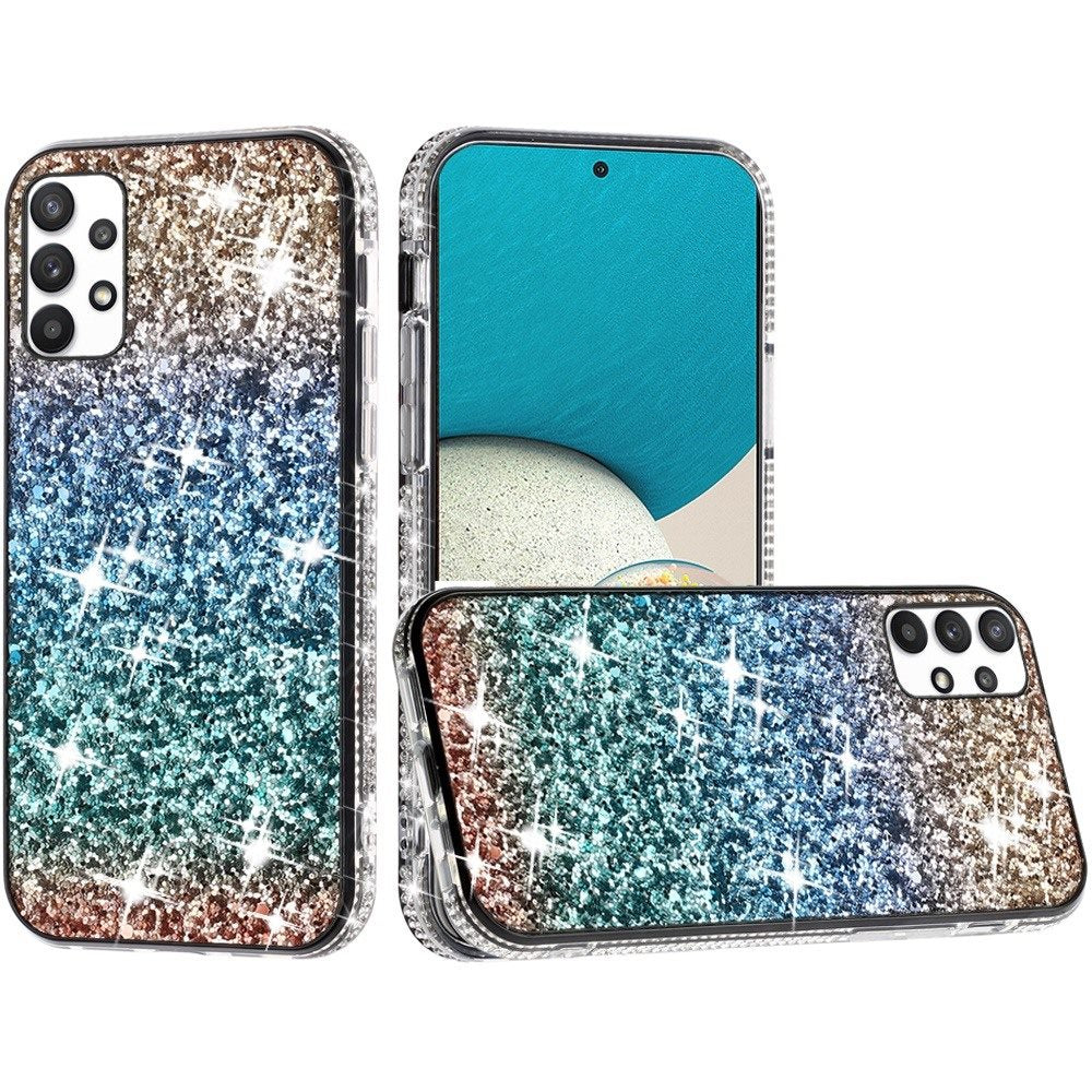 For Samsung Galaxy A53 5G Rhinestone Sparkling Rainbow Gradual Glitter Full Diamond Bling Protective Hybrid Rugged Slim  Phone Case Cover