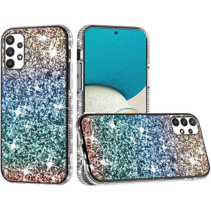 For Samsung Galaxy A53 5G Rhinestone Sparkling Rainbow Gradual Glitter Full Diamond Bling Protective Hybrid Rugged Slim  Phone Case Cover