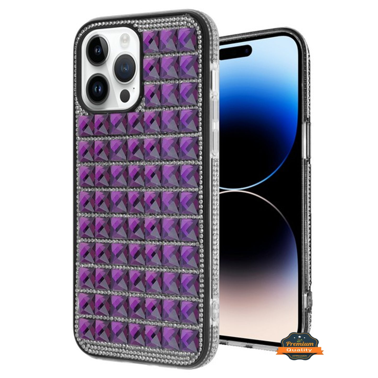 For Apple iPhone 14 /Plus Pro Max Diamonds Sparkle 3D Crystal Glitter Bling Shiny Rhinestone Hybrid Protective  Phone Case Cover