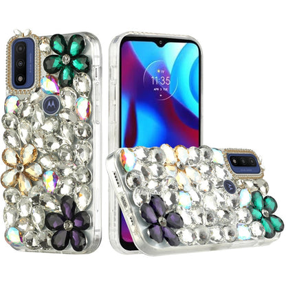 For Motorola Moto G Power 2022 Bling Clear Crystal 3D Full Diamonds Luxury Sparkle Transparent Rhinestone Hybrid Bumper  Phone Case Cover