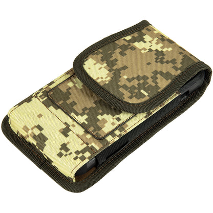 For Samsung Galaxy A23 5G Universal Pouch Case Vertical Phone Holster Camouflage with Card Slots, Pen Holder, Belt Clip Loop & Hook Cover [Army Camo]