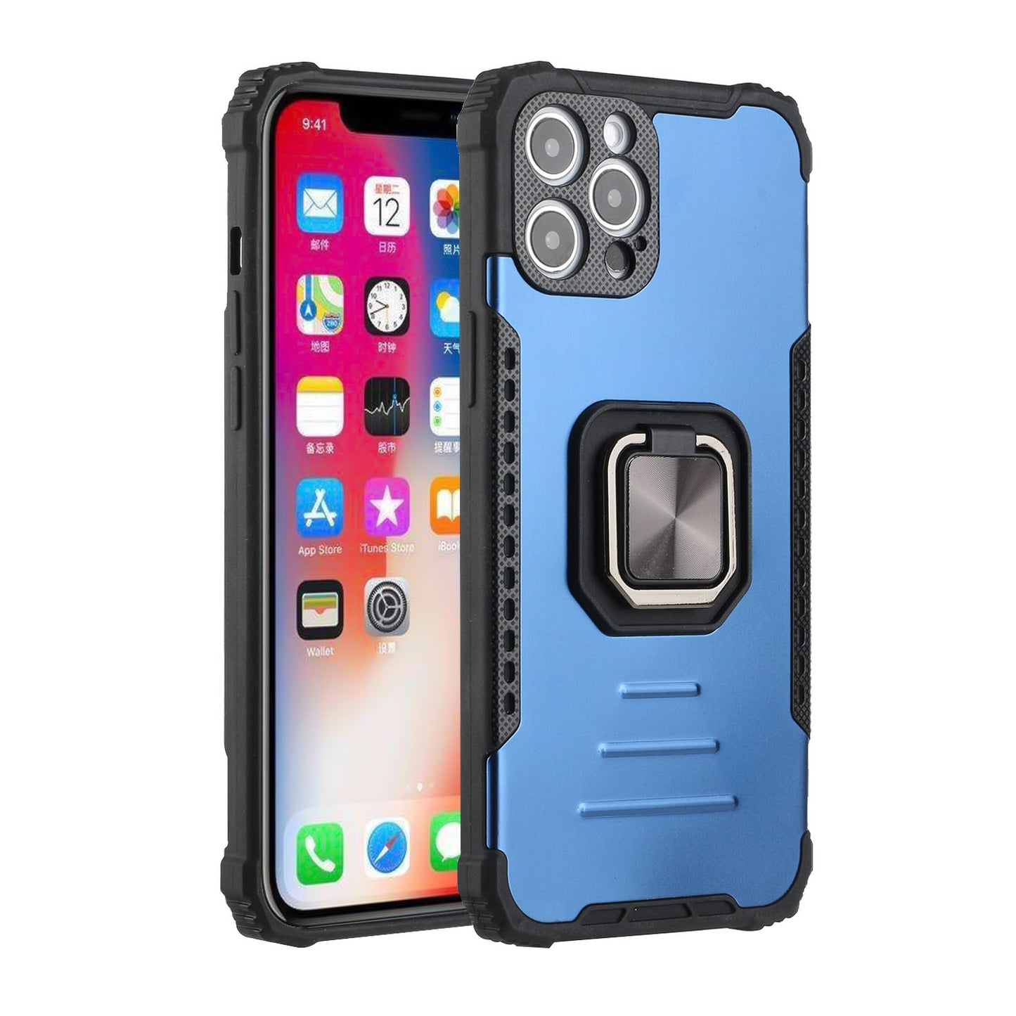 For Apple iPhone 12 /Pro Max Hybrid Cases with Stand Magnetic Ring Kickstand Shockproof Armor Heavy Duty Military Grade  Phone Case Cover