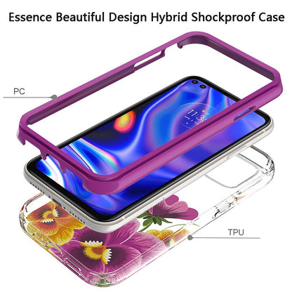 For Apple iPhone 14 Plus (6.7") Beautiful Design 3in1 Hybrid Triple Layer Armor Hard PC Plastic Rubber Frame Purple Summer Floral Phone Case Cover