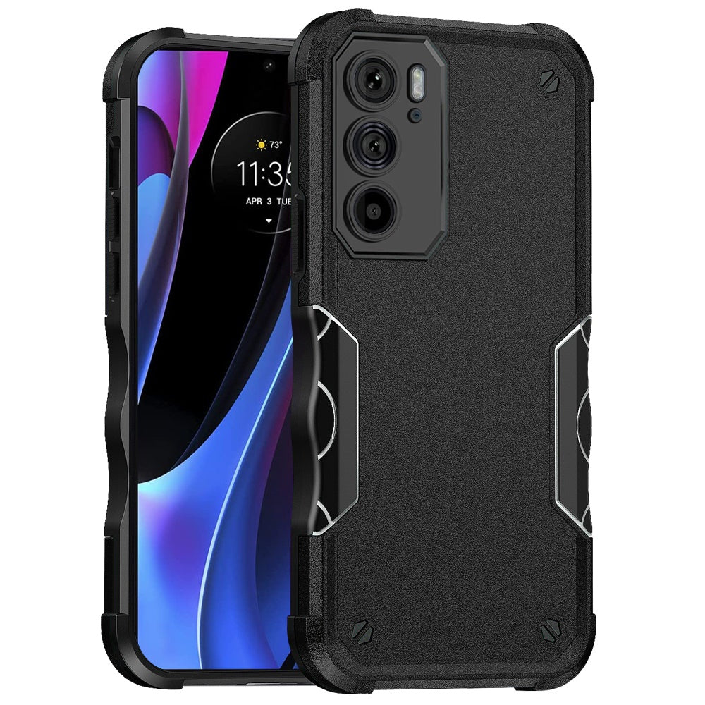 For Motorola Edge+ 2022 /Edge Plus Slim Tough Shockproof Hybrid Heavy Duty Dual Layer Bumper Rugged Hard Rubber Armor  Phone Case Cover