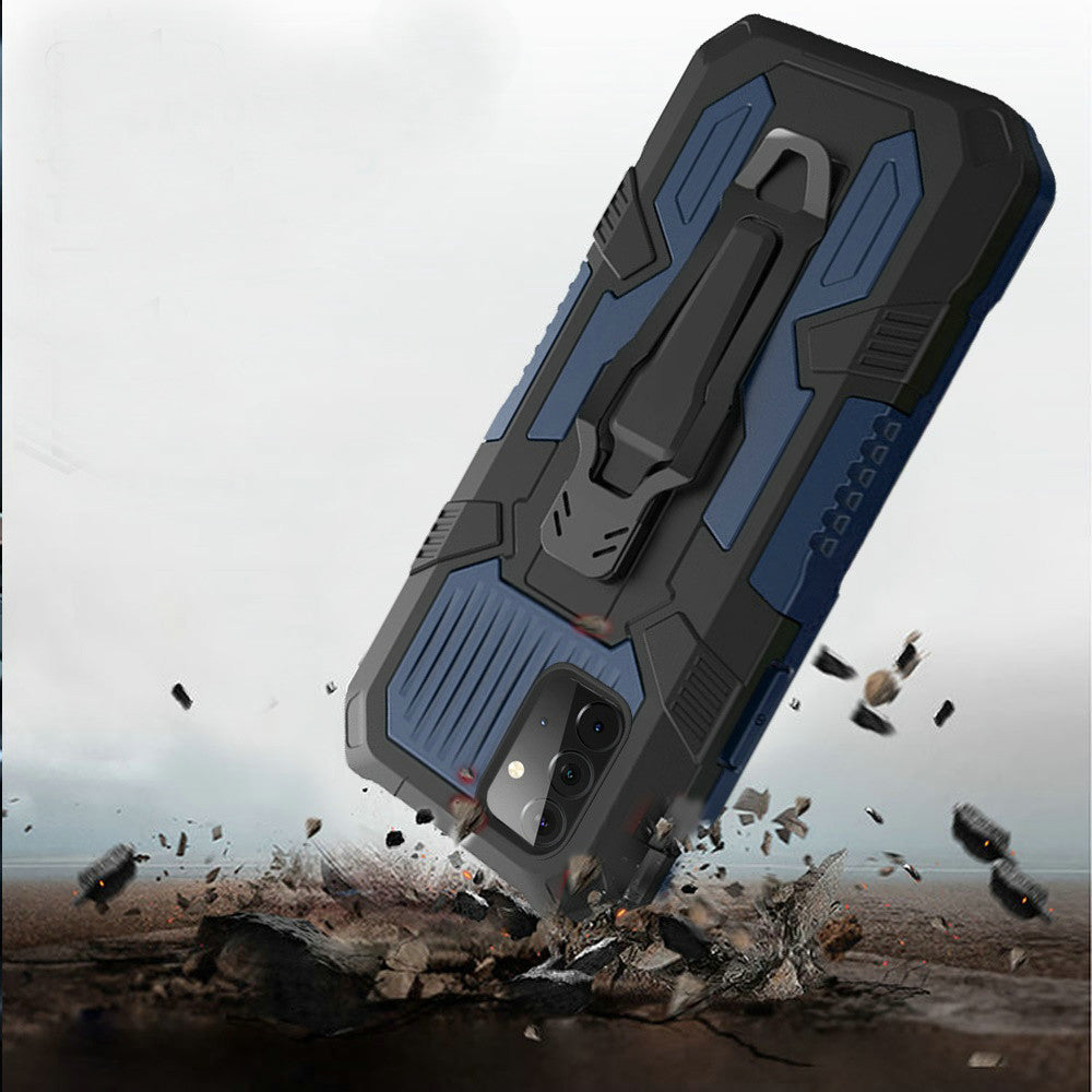 For Motorola Moto G Stylus 2021 5G Version Heavy Duty Dual Layers Hybrid Shockproof Shell with Built in Metal Clip Holder & Kickstand  Phone Case Cover