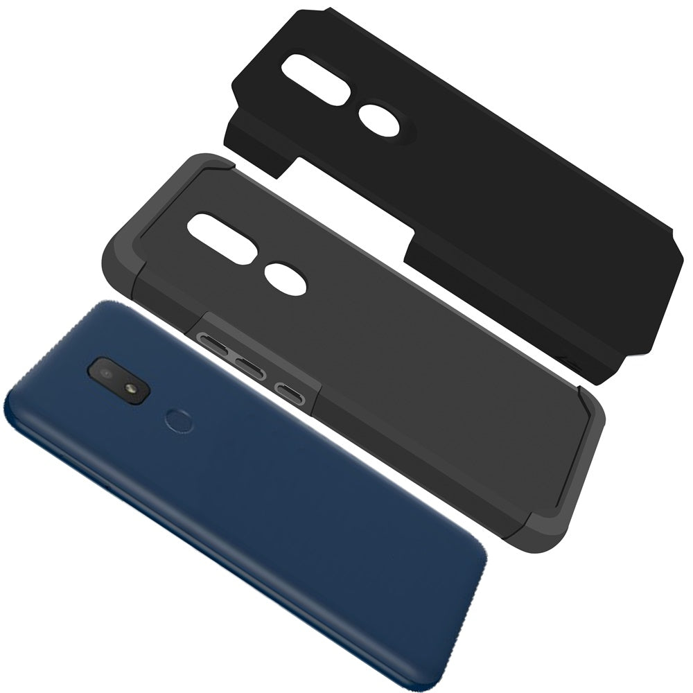 For Samsung Galaxy A73 5G Slim Corner Protection Shock Absorption Hybrid Dual Layer Hard TPU Rubber Armor Defender Black Phone Case Cover