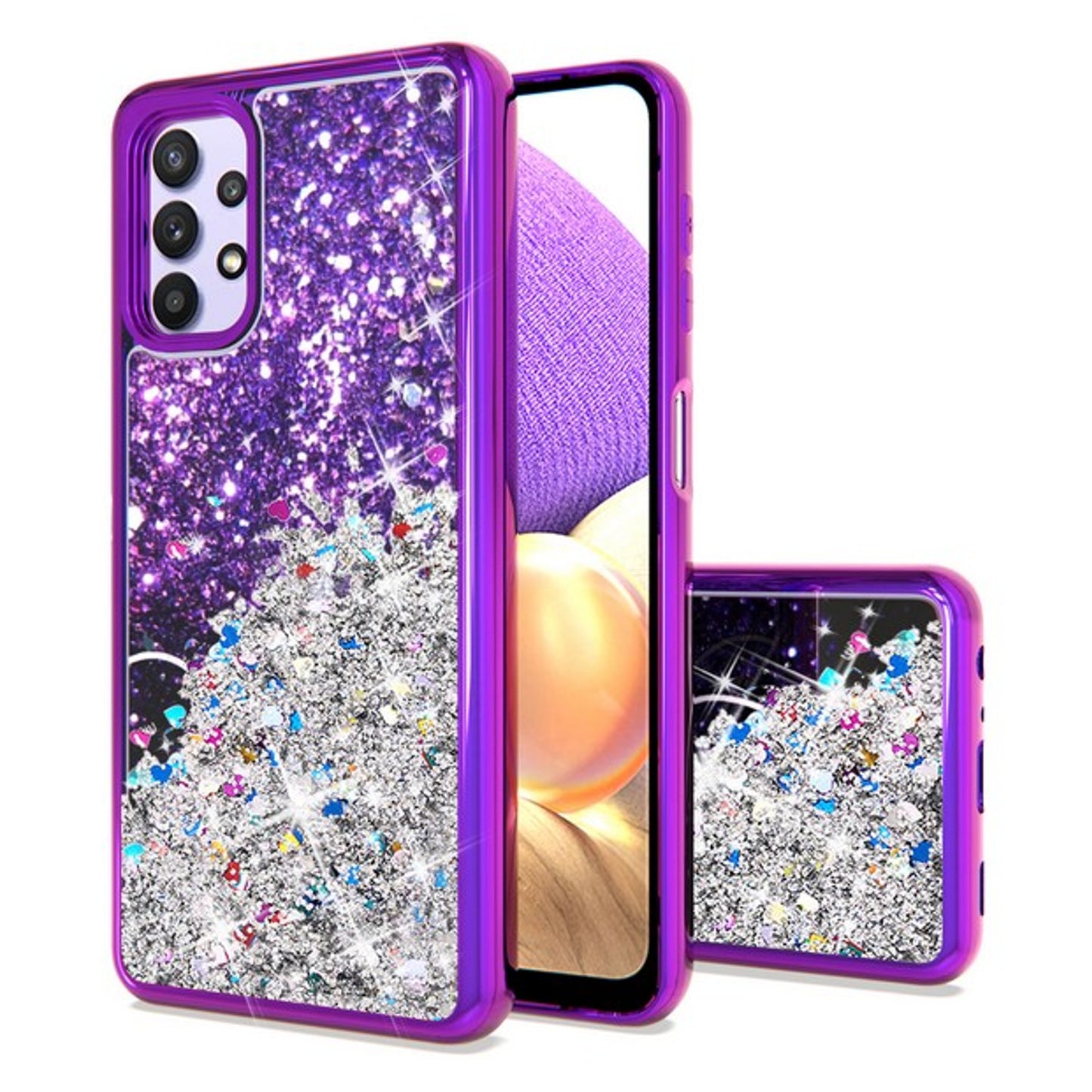 For Apple iPhone 13 Mini (5.4") Pretty Fashion Pattern Plating Design Bling Shiny Moving Glitter Liquid Quicksand TPU Hybrid Rubber  Phone Case Cover