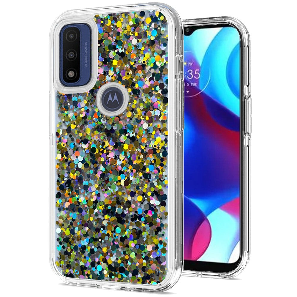 For Motorola Moto G Pure Colorful Glitter Bling Sparkle Epoxy Glittering Shining Hybrid Hard PC Silicone Shockproof  Phone Case Cover