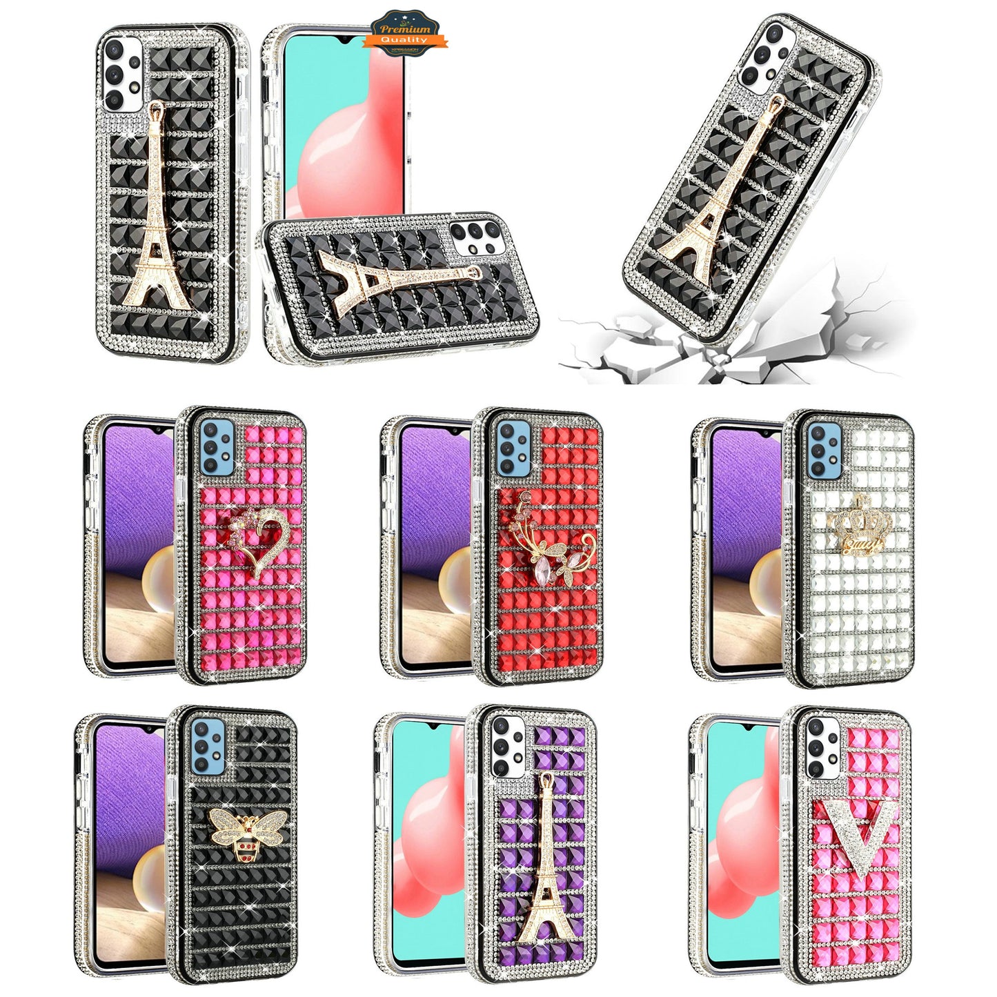 For Apple iPhone 8 Plus/7 Plus/6 Plus/6s Plus Fashion Luxury 3D Bling Diamonds Rhinestone Jeweled Ornament Shiny Crystal  Phone Case Cover