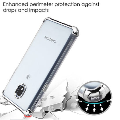 For Samsung Galaxy J3 V /J3 3rd Gen /Galaxy Express Prime 3 Slim Hybrid Transparent Rubber Gummy Hard PC Silicone Electroplating Clear / Silver Phone Case Cover