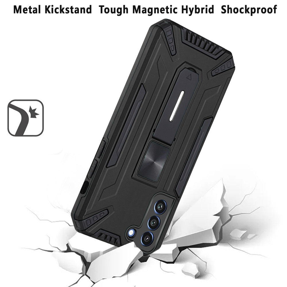 For Samsung Galaxy S21 FE /Fan Edition Hybrid Military Grade Tough Magnetic Rugged with Built-in Hidden Kickstand Shockproof Hard  Phone Case Cover