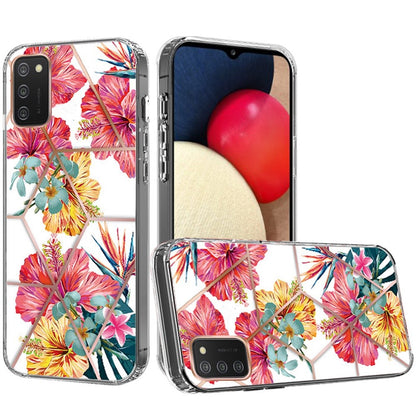 For Samsung Galaxy A02S Fashion Art Floral IMD Design Beautiful Flower Pattern Hybrid Protective Hard PC Rubber TPU Slim Back  Phone Case Cover