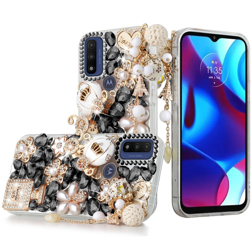 For Motorola Moto G Power 2022 Bling Clear Crystal 3D Full Diamonds Luxury Sparkle Transparent Rhinestone Hybrid Bumper  Phone Case Cover