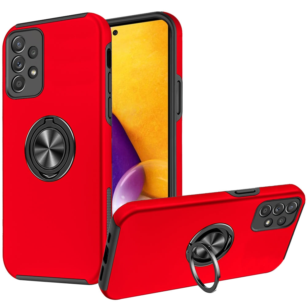 For Samsung Galaxy A73 5G Hybrid 360 Degree Rotatable Metal Invisible Ring Stand Holder Fit Magnetic Car Mount Shockproof Slim  Phone Case Cover