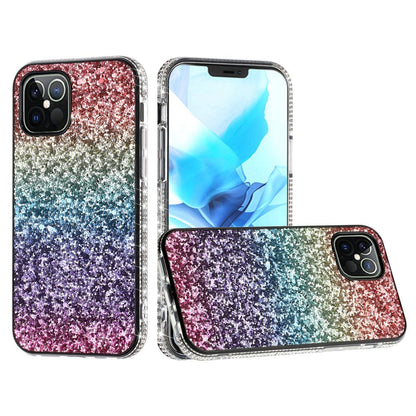 For Apple iPhone 14 /Plus Pro Max Rhinestone Sparkling Rainbow Gradual Glitter Full Diamonds Bling Hybrid Rugged  Phone Case Cover
