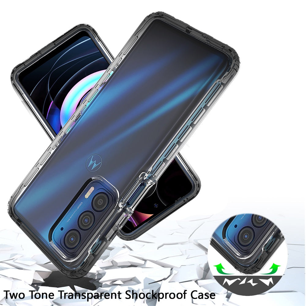 For Motorola Edge 2021 Dual Layer Hybrid Clear Gradient Two Tone Transparent Shockproof Rubber TPU Hard Protective Frame  Phone Case Cover
