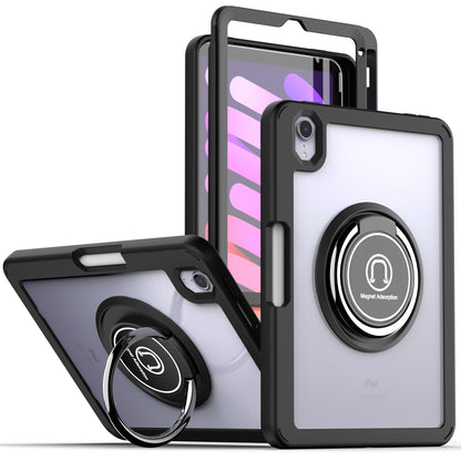 Case for Samsung Galaxy Tab A7 (10.4 inch) Slim Transparent Hybrid with Ring Magnetic Stand Holder Kickstand Frame Drop proof Clear Black Tablet Cover