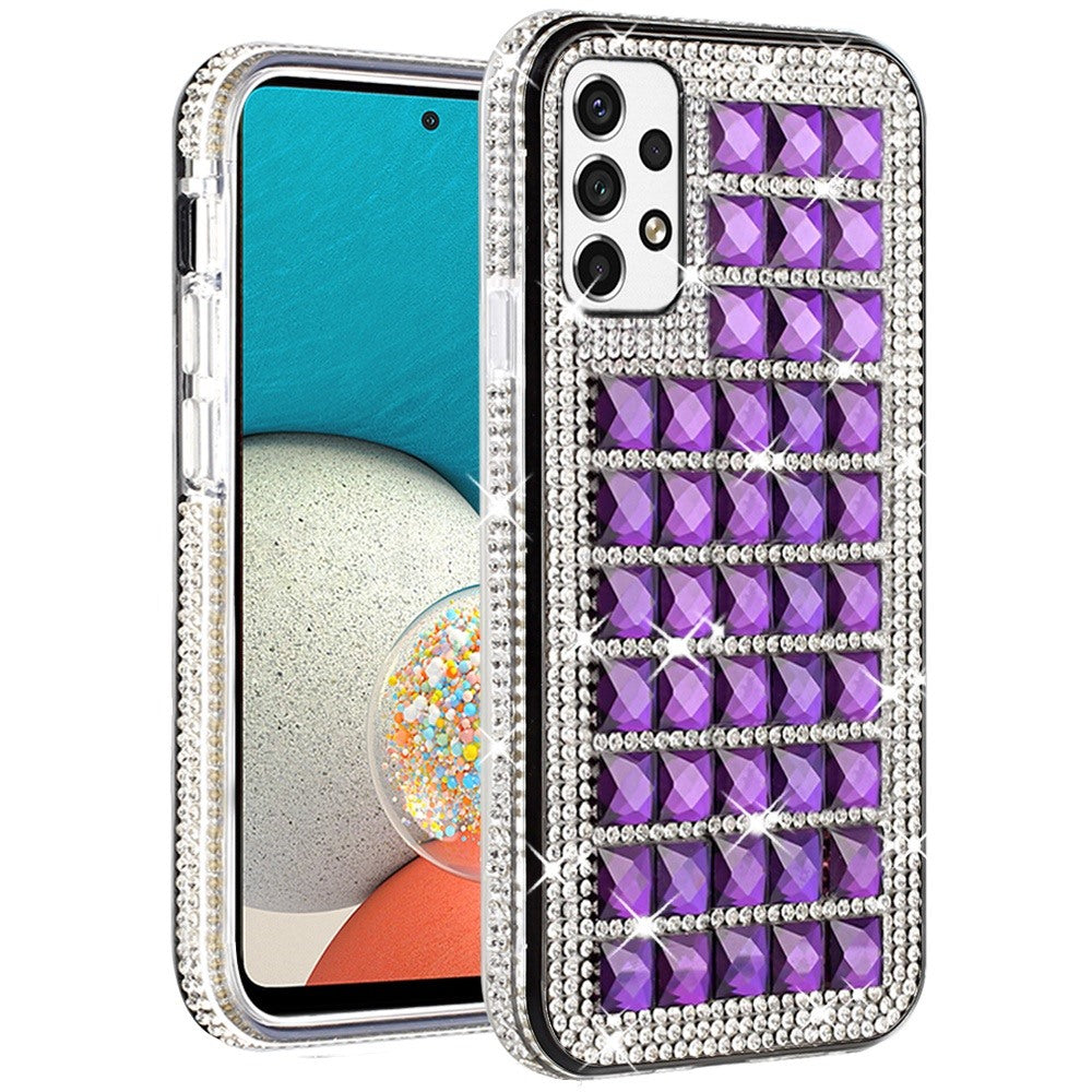 For Samsung Galaxy A53 5G Fashion Luxury 3D Bling Diamonds Rhinestone Jeweled Shiny Crystal Hybrid TPU Bumper Hard  Phone Case Cover