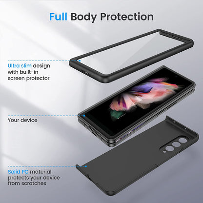 For Samsung Galaxy Z Fold 4 5G Transparent Full Body with Built-in Screen Protector Hard PC Ultra-Thin Shockproof Protective  Phone Case Cover