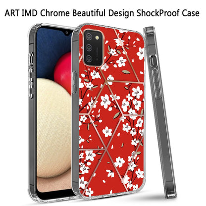 For Samsung Galaxy A02S Fashion Art Floral IMD Design Beautiful Flower Pattern Hybrid Protective Hard PC Rubber TPU Slim Back  Phone Case Cover