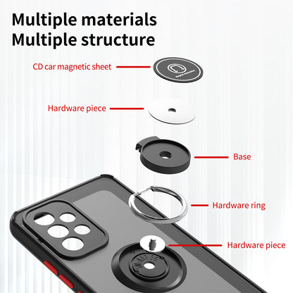 For Samsung Galaxy A53 5G Hybrid Frosted Protector Ring Holder Stand Kickstand Heavy Duty Rugged Bumper with Camera Black Phone Case Cover