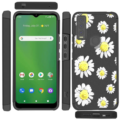 For Cricket Ovation 3 Graphic Design Pattern Hard PC TPU 2in1 Tough Strong Hybrid Shockproof Armor Frame  Phone Case Cover