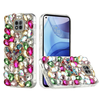 For Samsung Galaxy S21 Ultra Bling Clear Crystal 3D Full Diamonds Luxury Sparkle Rhinestone Hybrid Protective Colorful Heart Phone Case Cover