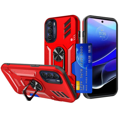 For Motorola Moto G Stylus 5G 2022 Wallet Case Hybrid Ring Stand with Invisible Credit Card Holder Heavy Duty Shockproof  Phone Case Cover