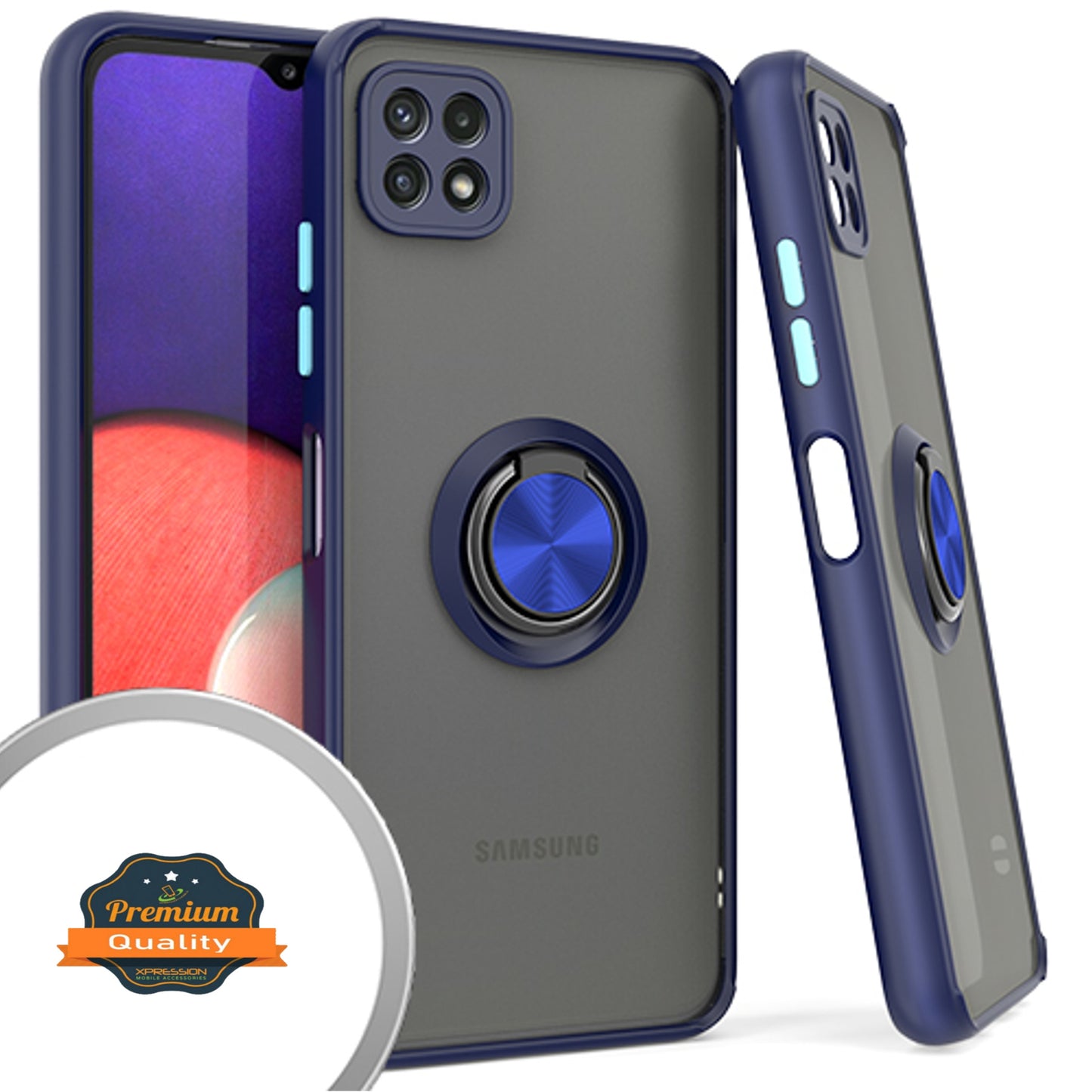 For Boost Mobile Celero 5G Finger Ring Stand Holder Kickstand Hybrid Frosted Matte TPU Hard PC Frame Shock-Absorption  Phone Case Cover