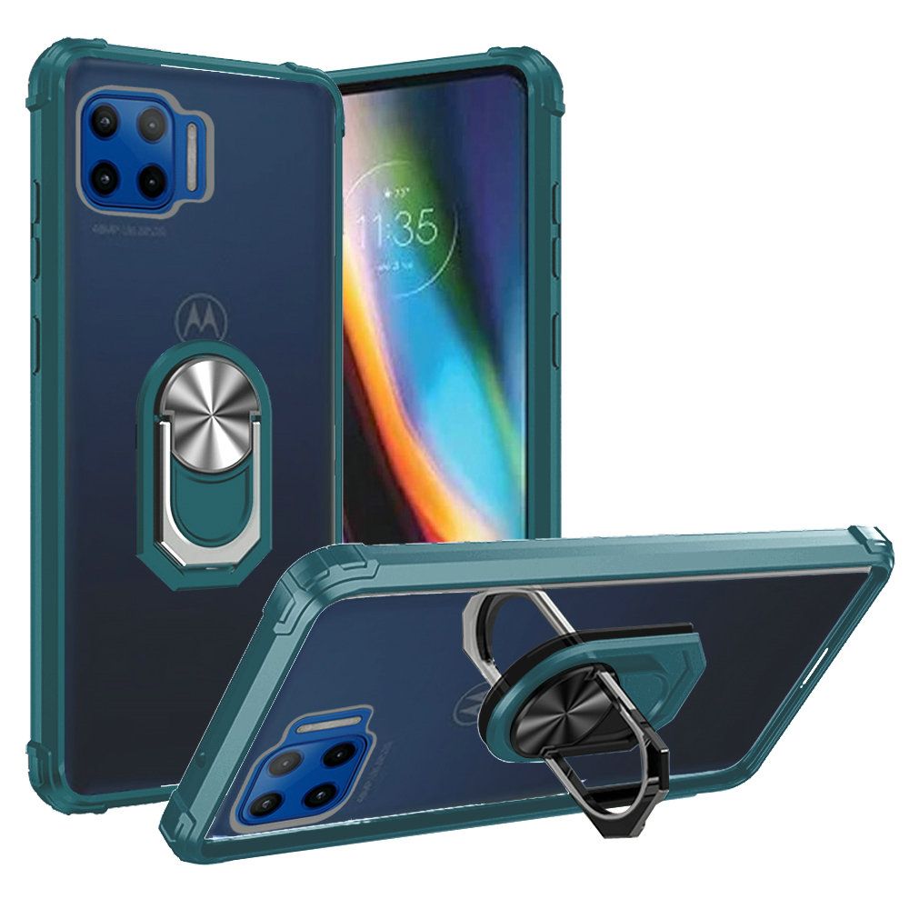 For Motorola Moto One 5G, Moto G 5G Plus, Moto One Lite Clear Silicone Shockproof Hybrid Protection Cover Transparent TPU with Magnetic Ring Kickstand  Phone Case Cover