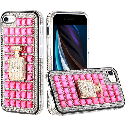 For Apple iPhone SE 2022 /SE 2020/8/7 Fashion Luxury 3D Bling Diamonds Rhinestone Jeweled Ornament Crystal Hybrid Hard  Phone Case Cover