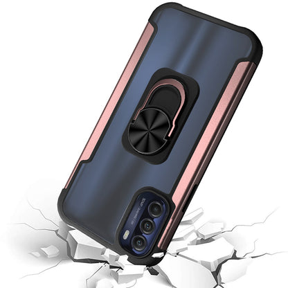 For Motorola Moto G Stylus 5G 2022 Clear Military Grade Hybrid with Ring Holder Kickstand [Magnetic Car Mount Feature]  Phone Case Cover